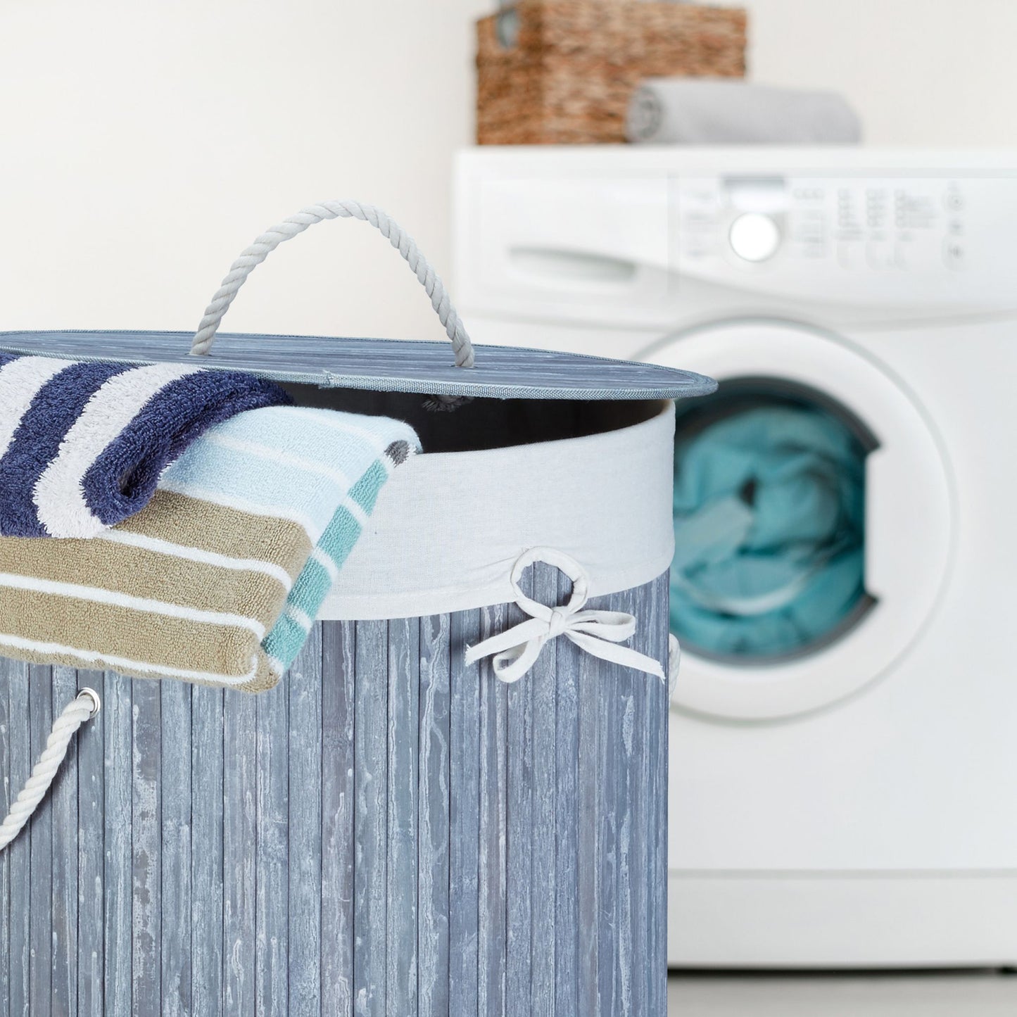 Panier Rangement - BambooLaundryBasket™ - Gris Clair - Rangement avec style