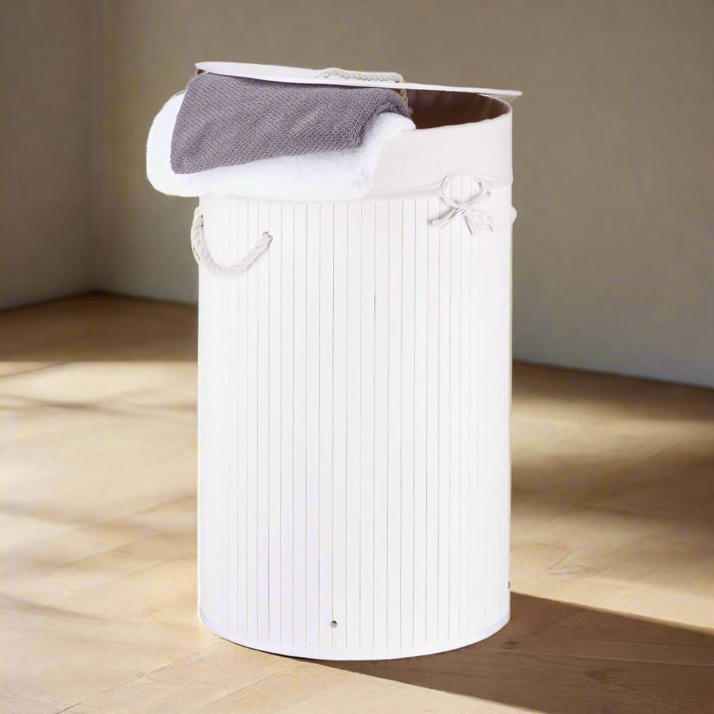 Panier Rangement - BambooLaundryBasket™ - Blanc - Rangement avec style