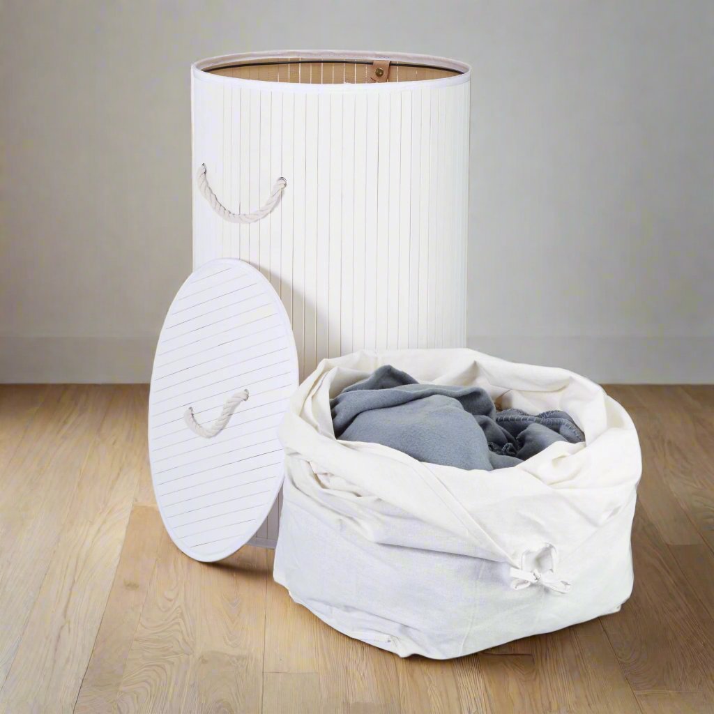 Panier Rangement - BambooLaundryBasket™ - Blanc - Rangement avec style
